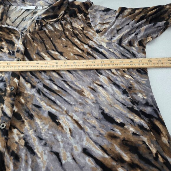 Susan Graver Womens Printed Liquid Knit Button Front Tunic Top Size 3X Stretchy - Picture 6 of 8